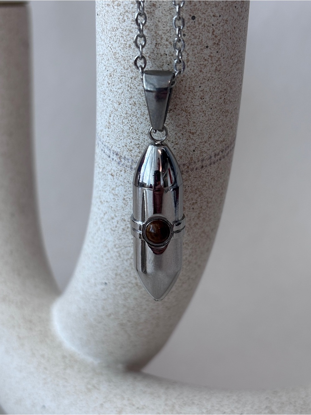 Silver-Tone Pill Case bullet  Pendant Necklace